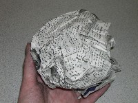 A wad of paper ready for packaging